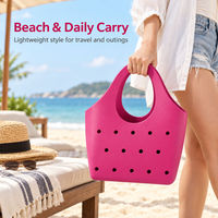 Tas Tote Hobo Berlubang EVA 28x12x33cm Pegangan Bulat Tahan Air 10 Warna untuk Perjalanan Pantai Grosir