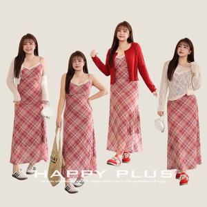 Vestido con Tirantes y Escote en V de Encaje Happy Plus, Estampado a Cuadros, Línea A, Rojo, Talla Grande, Informal, para Uso Diario, Femenino, N9161 - Product Image 3