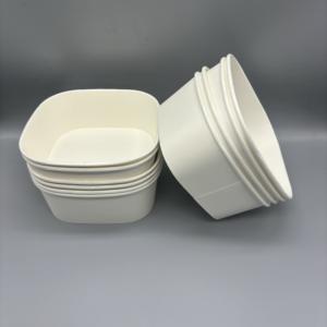 Emballage écologique 500ml 650ml 750ml 1000ml à emporter bols à salade carrés en papier récipient alimentaire bol en papier avec couvercle - Product Image 5