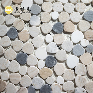 Carreaux de mosaïque en marbre de couleur mélangée de forme ronde à bulles irrégulières pour la décoration d'entrée extérieure - Product Image 3
