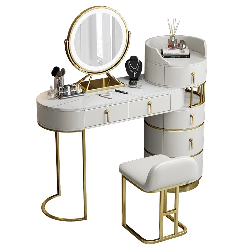 Modern simple dressing table bedroom makeup table with mirror and chair