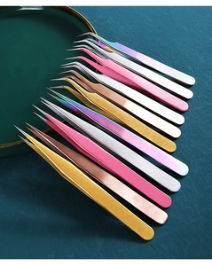 Thép không gỉ nhíp lông mày thẳng cong Nail Clip cho lông mi mở rộng Rhinestone picker công cụ làm móng tay nhíp - Product Image 4