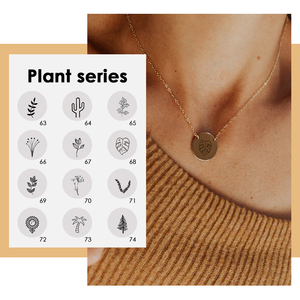 <span class=keywords><strong>Collier</strong></span> pendentif disque rond <span class=keywords><strong>en</strong></span> acier inoxydable 316L, fleurs de pin, Cactus, tournesol, fleurs de naissance personnalisées, 13MM - Product Image 5
