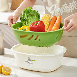 Colador de cocina de plástico mediano de doble capa con diseño de oso de béisbol para lavar verduras y frutas - Product Image 3