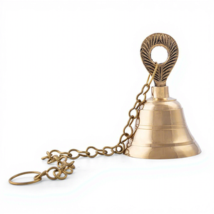 Pure Brass Hanging Bells with Decorative Chain for Pooja Room Vintage Temple Bell Hanging for <b>Mandir</b> Decoration Traditional Home - Product Image 5