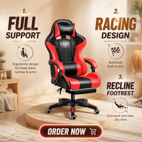 Chaise de jeu, chaise de bureau, chaise de café internet, chaise d'e-sport, chaise pivotante, design traditionnel, cuir PU, inclinable, classe 3