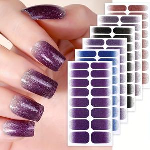 Vente en gros Qualité Salon Non-toxique Oeil <span class=keywords><strong>de</strong></span> Chat Gradient Brillant Paillettes Nail Art Autocollants Étanches Ongles Wraps pour <span class=keywords><strong>Manucure</strong></span> - Product Image 2
