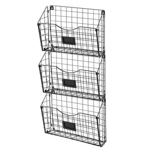 3 계층 문 또는 벽 마운트 잡지 홀더 파일 주최자 사무실 홈, 쉽고 구성