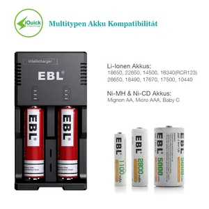 EBL recargable 18650 AA AAA & C tamaño cargador de batería con tecnología rápida