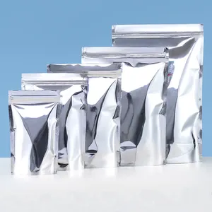Sacs de rangement en aluminium pur Mylar argent fermeture éclair refermable sacs d'emballage alimentaire
