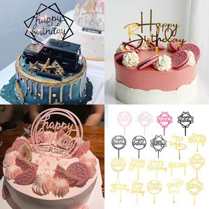 Happy Birthday Acrylic Cake Toppers Square Circle Die Cut Reusable Birthday Decor - Product Image 5
