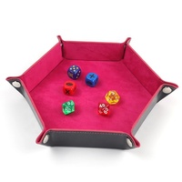 Caja de Almacenamiento de Dados Hexagonal Rodante Personalizada Lista para Enviar, Bandeja de Dados Plegable de Doble Capa de Cuero PU y Terciopelo para Juegos de Mesa DND