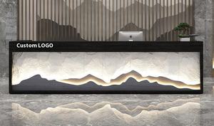 レストランバーホテルスパクラブと病院フロントデスク/キャッシャーカウンター用モダンな中国レトロなウッドレセプションデスク - Product Image 4