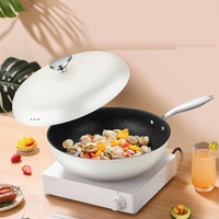 Pot de 32cm en aluminium moulé sous pression Maifan Stone Pot à fond plat antiadhésif avec poignée en métal