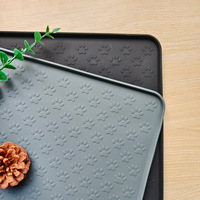 Tapis d'alimentation pour animaux de compagnie en silicone imperméable et antidérapant avec bords à motif animalier moderne, élégant, pour chien et chat, anti-débordement