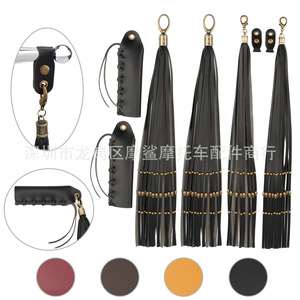 Moshark <b>Motorcycle</b> Handlebar Tassels 15cm 9cm 5cm Retro Studded Skull Leather <b>Grips</b> Decorative Accessories for Harley - Product Image 1