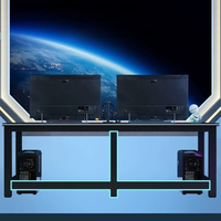 Bureau de jeu noir avec texture en fibre de carbone, poste de travail informatique ergonomique simple pour les joueurs