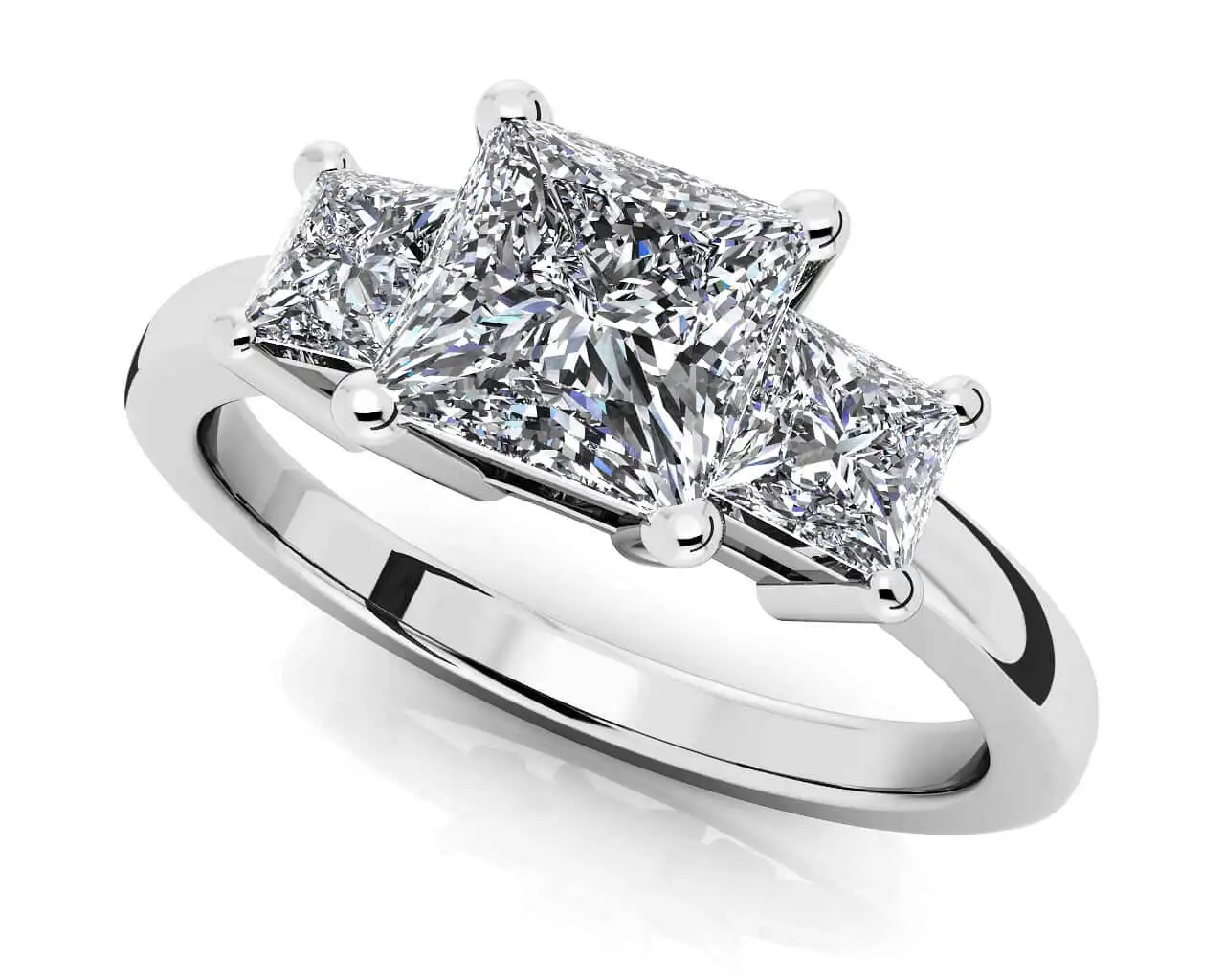 3 Stone Princess schliff Moissan ite Diamond und Sapphire In 14 Karat 18 Karat Gelbweißgold Verlobung Eheringen für Frauen