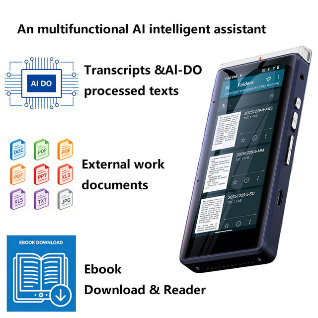 Innioasis R2 AI Office Recorder WAV File Recording 4-Inch Display USB Zinc Alloy GMS Offline Translation Meeting Transcription