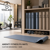 Tapis de yoga en caoutchouc PU lisse Yugaland, antidérapant, pour entraînement professionnel en studio, vente en gros