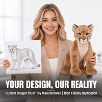 Fabricant de jouets en peluche Cougar personnalisés OEM ODM Vente en gros Lion de montagne réaliste en peluche pour mascottes de marque et articles cadeaux