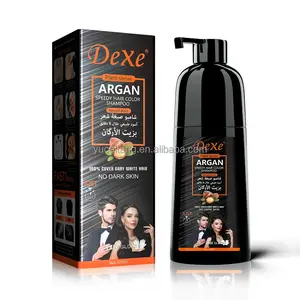 Dexe Cinema Argan dầu nhanh chóng màu tóc dầu gội Bìa màu xám trắng tóc hữu cơ Thuốc nhuộm tóc dầu gội của màu đen không có làn da tối