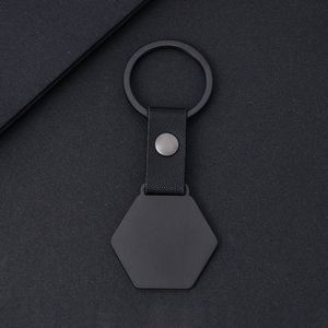 Genuine Blank Hexagon Stainless Steel Leather <b>Custom</b> Laser Engraved <b>Keychain</b> - Product Image 3