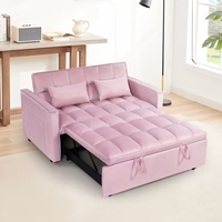 Canapé-lit convertible 2 places en velours capitonné 2-en-1 avec oreillers, mobilier de salon moderne et minimaliste pour petits espaces, confortable