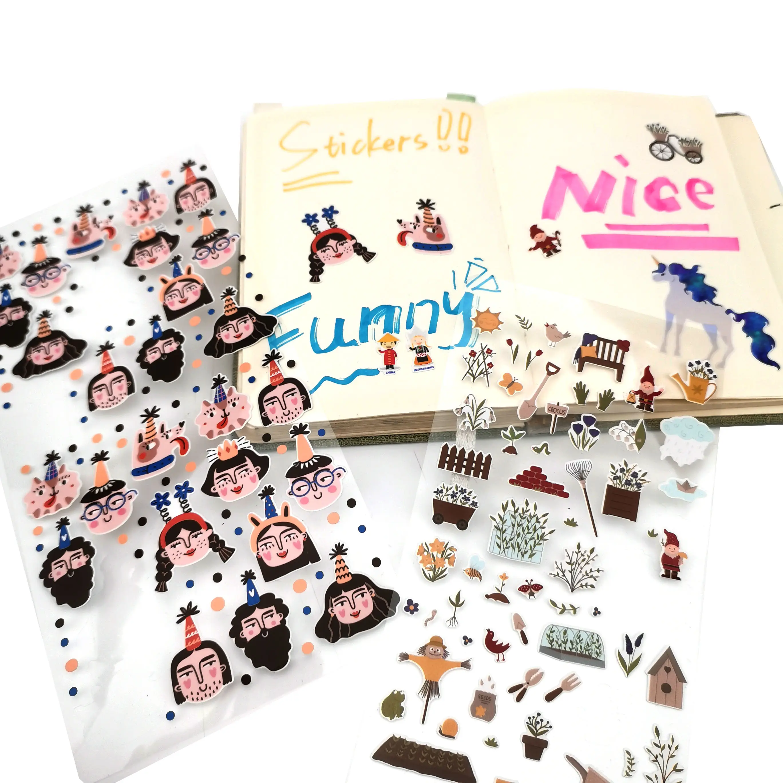 Aangepaste Bopp Schattige Witte Labels Voor Huisdieren Decoratieve Cartoon Waterdichte Kus Cut Stickers