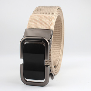 Cinturón automático de cuero para hombre con hebilla de aleación sin dientes Cinturón de lona informal táctico trenzado de nailon para exteriores - Product Image 3