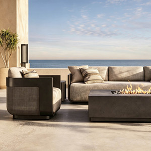 Ensemble de mobilier d'extérieur moderne en aluminium résistant aux intempéries, salon de jardin de luxe pour villas et complexes hôteliers, avec structure en aluminium - Product Image 1
