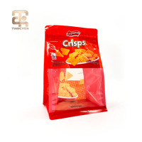 Sachet d'emballage alimentaire personnalisé pour chips, pochette verticale avec fenêtre transparente pour la promotion de la marque de snacks, usine OEM