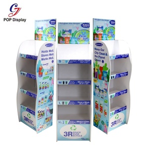 Siêu thị khuyến mãi tùy chỉnh 4 Tier cửa hàng bán lẻ các tông đứng lên hiển thị sàn giấy miễn phí Standee Rack cho cup rượu chai - Product Image 2