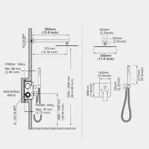 Aquacubic Ensemble de robinets de bain-douche certifiés CUPC Système de douche avec barre coulissante