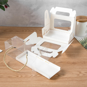 Rectángulo rollo <span class=keywords><strong>suizo</strong></span> mousse pastel <span class=keywords><strong>postre</strong></span> hornear transparente Cupcake caja de embalaje con asa - Product Image 6