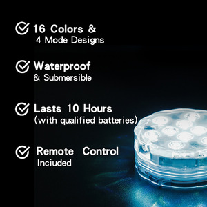 Lampe LED de plongée télécommandée, lampe de piscine RGB multicolore, lampe sous-marine créative, rechargeable par USB, lampe étanche pour aquarium - Product Image 4