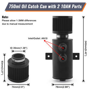 Универсальная алюминиевая банка для ловли масла 750 мл с баком воздушного фильтра <span class=keywords><strong>2</strong></span>-портовый резервуар с дефлектором и дренажным клапаном - Product Image 6
