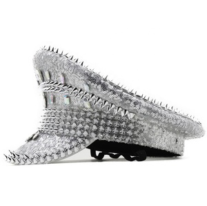 Nuevos sombreros de capitán <span class=keywords><strong>Steampunk</strong></span> hechos a mano, <span class=keywords><strong>sombrero</strong></span> de novia de sargento para <span class=keywords><strong>mujer</strong></span>, gorras decorativas de Carnaval con diamantes de imitación para Festival de boda - Product Image 3
