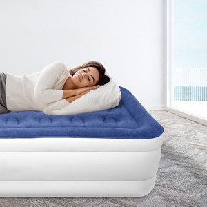 Colchón de cama de aire inflable plegable para dormir en dormitorio de hotel flocado Premium de tamaño doble superventas - Product Image 3