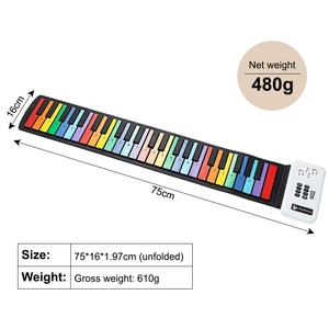 Wholesale 49 Keys Foldable Hand Roll‑up Piano Rainbow Silicone Portable <b>Electronic</b> <b>Keyboard</b> Musical Instrument For Children - Product Image 3