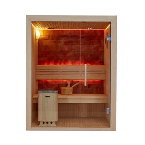 MEXDA الملح حجر خشبي داخلي الأحمر الارز أسبن ساونا غرفة التقليدية الجافة البخار ساونا مع ساونا سخان ل 2 شخص WS-1412S - Product Image 1
