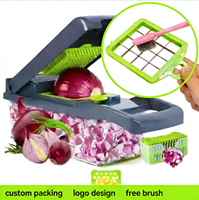 Picador de Verduras Multifuncional 16 en 1, Recipiente de Acero Inoxidable, Accesorio de Cocina Duradero para Uso Doméstico, Gran Venta