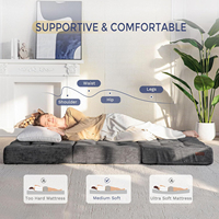 Matelas pliable à trois volets, matelas pliable de 6 pouces, matelas en mousse pleine, canapé-lit pliable, surmatelas pour lit d'appoint, lit de camping portable