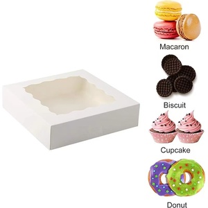 Imee Vuông 8x8x2.5 10x10x2.5 12x8x2.5 ''các tông màu trắng rõ ràng cửa sổ bánh Hộp gấp Pop Up hình chữ nhật Bánh quy Donut Macaron hộp - Product Image 4