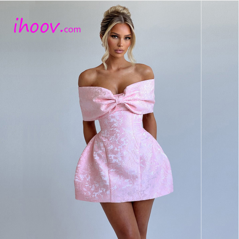 strapless open back dress Jacquie Off Shoulder Mini Dress Pink main image 1