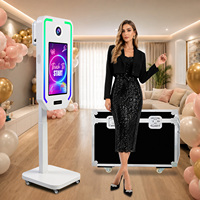 Cabina de Fotos Eléctrica Económica con Plataforma Elevadora para DSLR, Compatible con Impresora, Pantalla Táctil, Impresión Instantánea, Máquina de Selfies