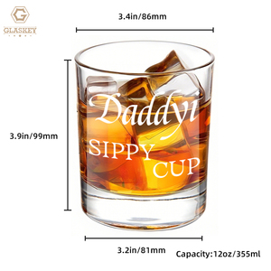 Logo laser personnalisé 12oz verres à whisky en verre à l'ancienne tasse à bec à papa verre à whisky avec boîte en bois <span class=keywords><strong>cadeau</strong></span> drôle pour papa - Product Image 2