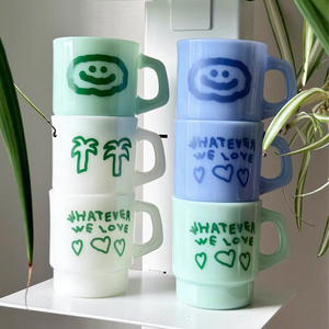Nuevo Estilo de Taza Apilable de <span class=keywords><strong>Vidrio</strong></span> Blanco Jade, Taza de Café Personalizada de <span class=keywords><strong>Vidrio</strong></span> Jade para Leche - Product Image 4