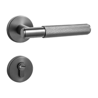 Serrure de porte en alliage d'aluminium gris, poignée de porte intérieure silencieuse pour chambre, levier d'entrée symétrique, barres de traction Matrix