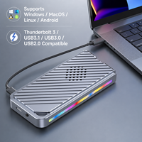 علبة تخزين M.2 NVMe SSD بتبريد نشط مع منفذ Thunderbolt 3/USB4، سرعة 40 جيجابت في الثانية، تقنية PCIe Gen4، إضاءة LED RGB، تركيب بدون أدوات، سعة قصوى 8 تيرابايت